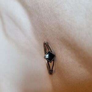 Dainty size 6 silver and onyx ring